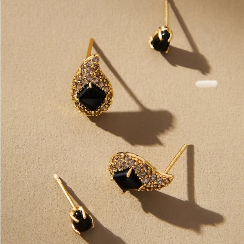 Anthropologie Festive Crystal Post Earrings- set of 2